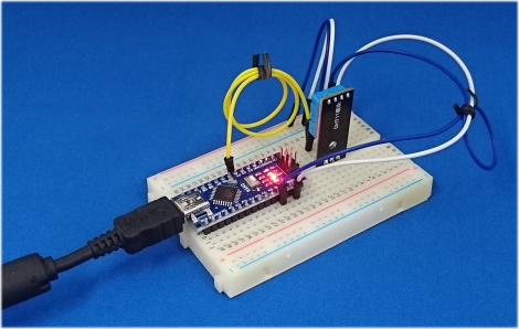 Arduino Nanoと温湿度センサーには　DHT11　を採用した組み合わせです。